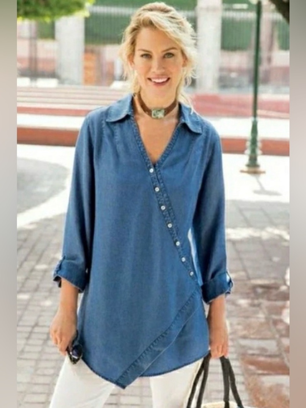 Soft Surroundings Blue Tencel  Denim Tunic Size Small New With Tags
